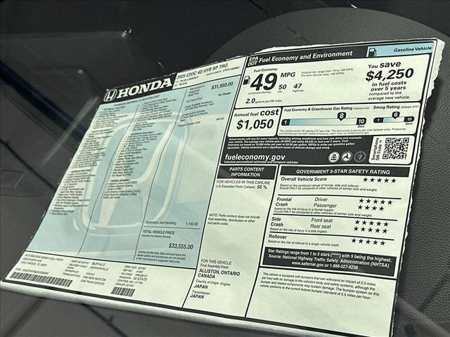 new 2025 Honda Civic Hybrid car, priced at $33,555