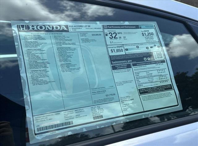 new 2025 Honda Accord car, priced at $31,710