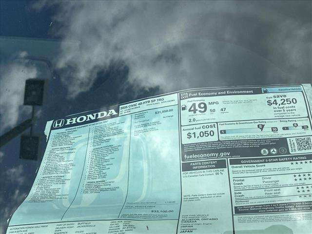 new 2025 Honda Civic Hybrid car, priced at $33,100