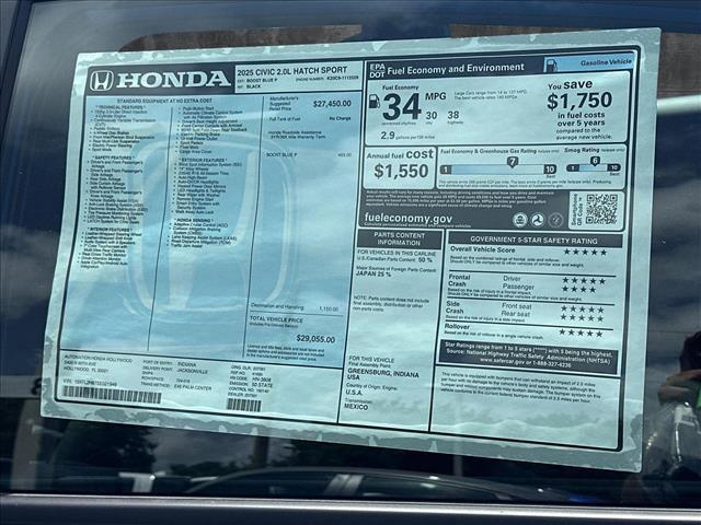 new 2025 Honda Civic car, priced at $29,055