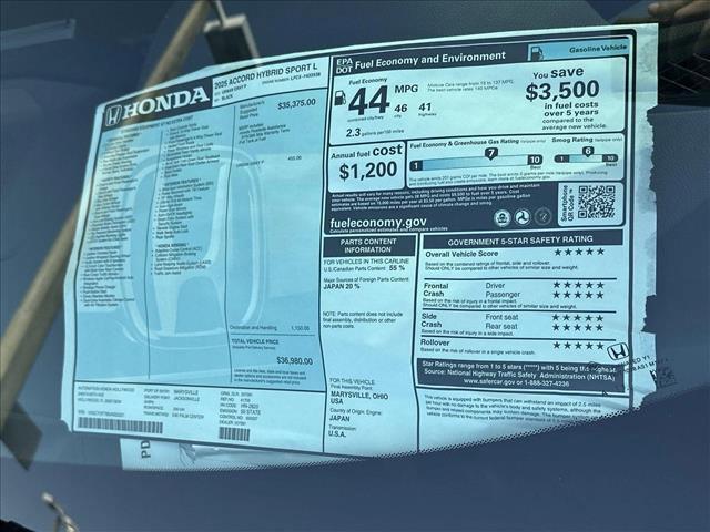 new 2025 Honda Accord Hybrid car, priced at $36,980
