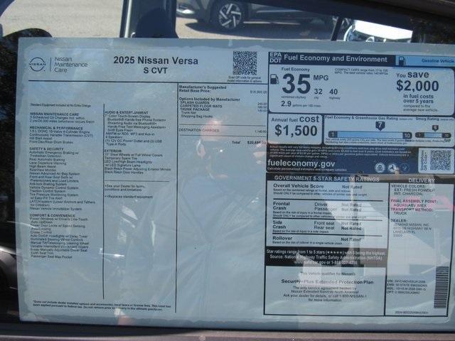 new 2025 Nissan Versa car, priced at $20,414