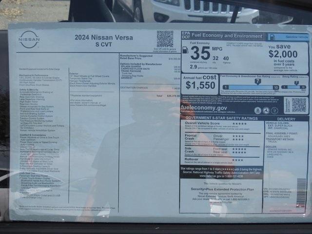 new 2024 Nissan Versa car, priced at $18,053