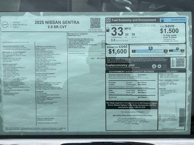 new 2025 Nissan Sentra car, priced at $25,586