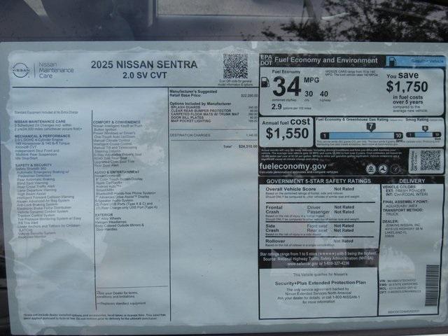 new 2025 Nissan Sentra car, priced at $20,900