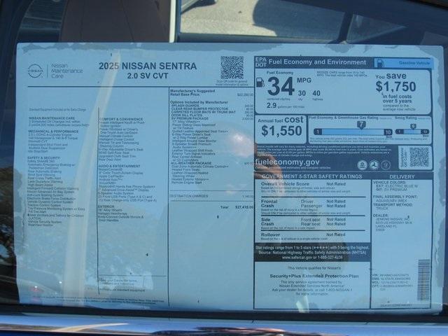 new 2025 Nissan Sentra car, priced at $25,695