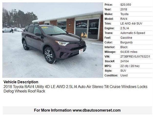 used 2018 Toyota RAV4 car, priced at $20,050