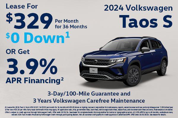 new 2024 Volkswagen Taos car, priced at $23,191