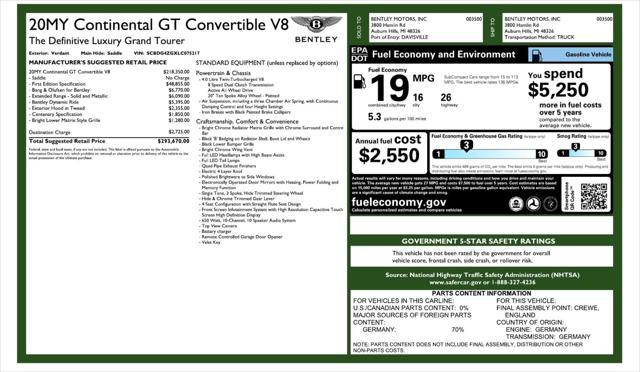 used 2020 Bentley Continental GT car, priced at $149,995