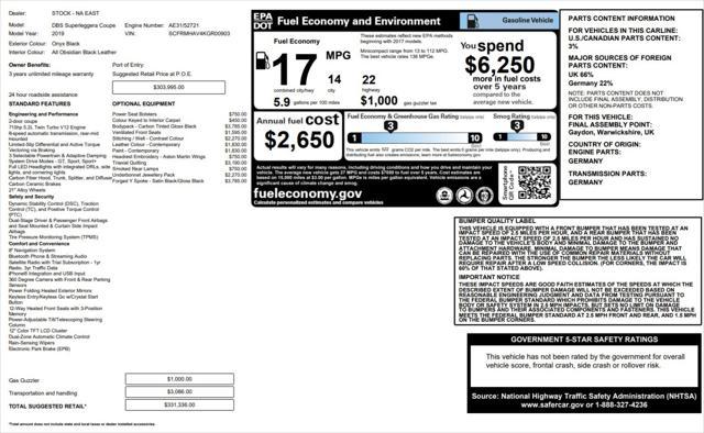 used 2019 Aston Martin DBS car, priced at $159,995