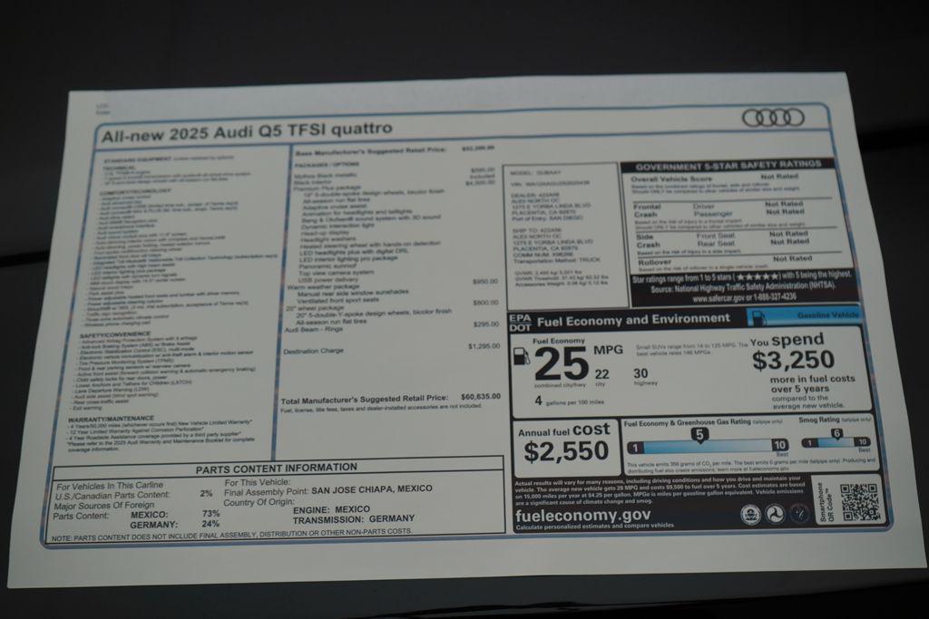 new 2025 Audi Q5 car, priced at $60,635