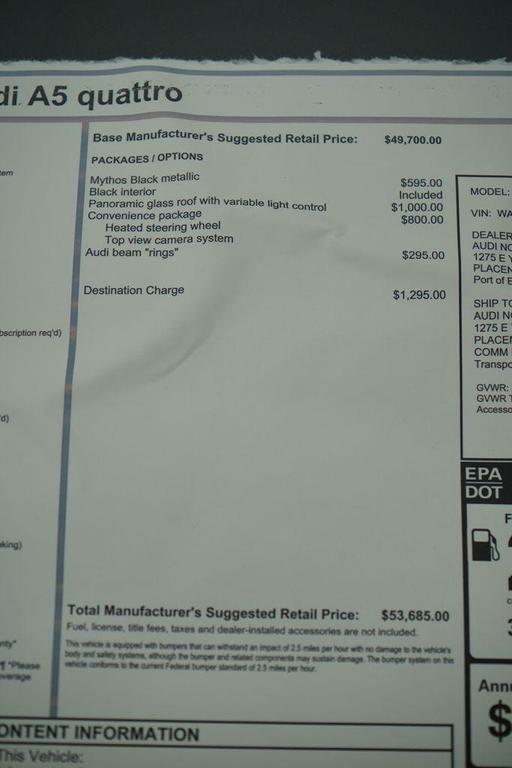 new 2025 Audi A5 car, priced at $52,885
