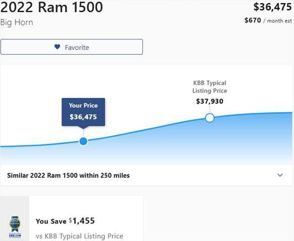 used 2022 Ram 1500 car, priced at $35,975