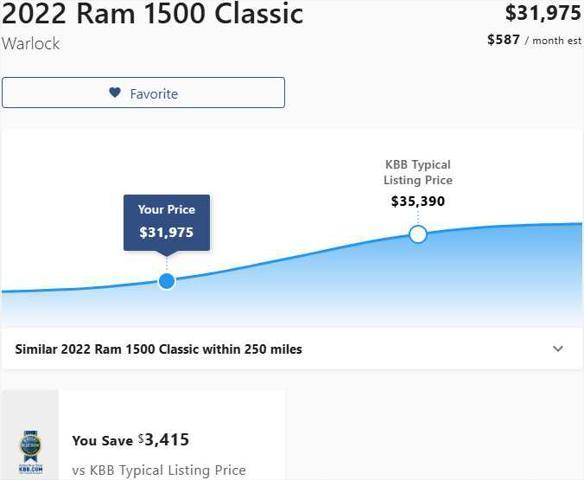 used 2022 Ram 1500 Classic car, priced at $31,975