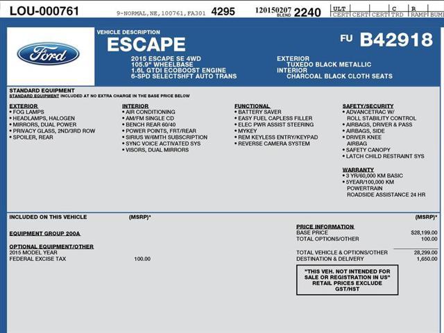 used 2015 Ford Escape car, priced at $8,950