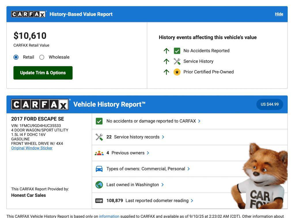 used 2017 Ford Escape car, priced at $8,950