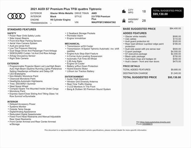 used 2021 Audi S7 car, priced at $65,500
