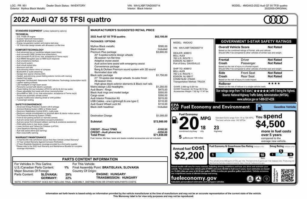 used 2022 Audi Q7 car, priced at $49,990