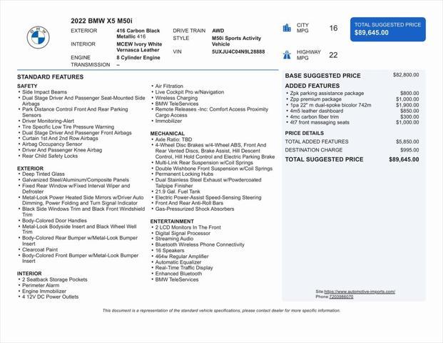used 2022 BMW X5 car, priced at $65,000