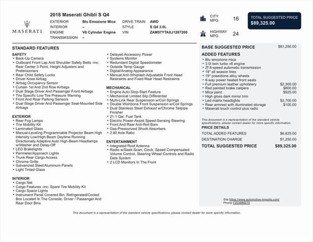 used 2018 Maserati Ghibli car, priced at $29,000