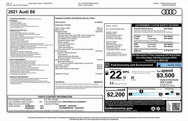 used 2021 Audi S6 car, priced at $49,000