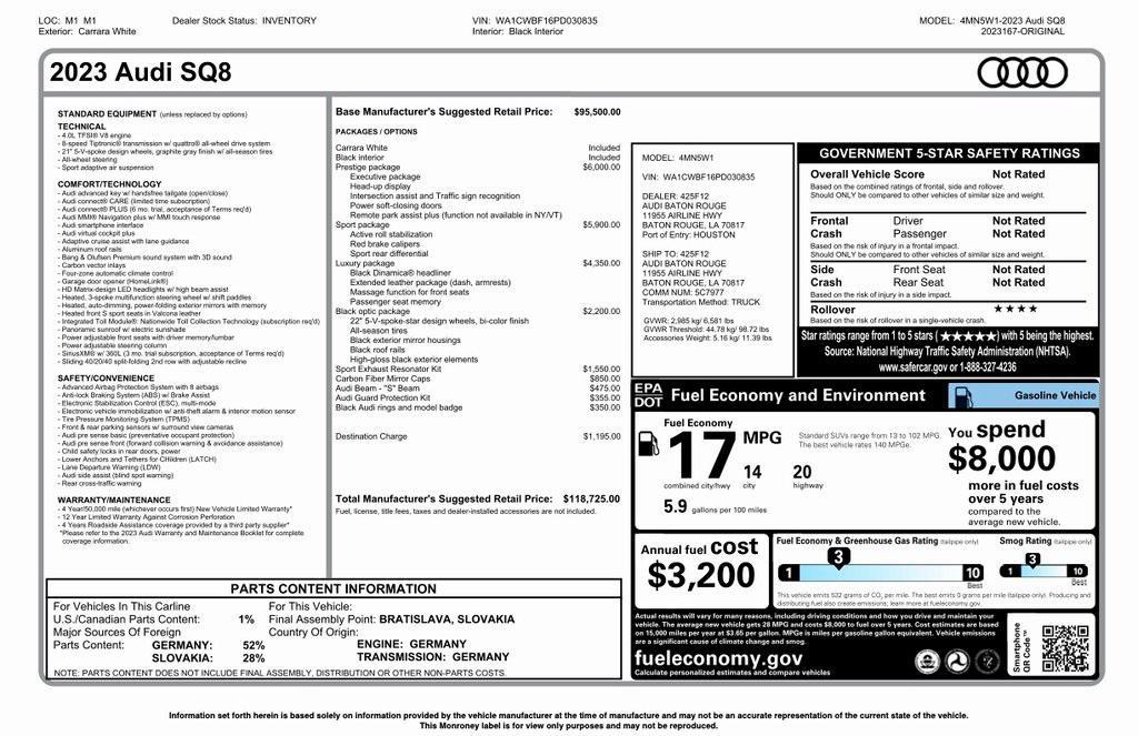 used 2023 Audi SQ8 car, priced at $81,000