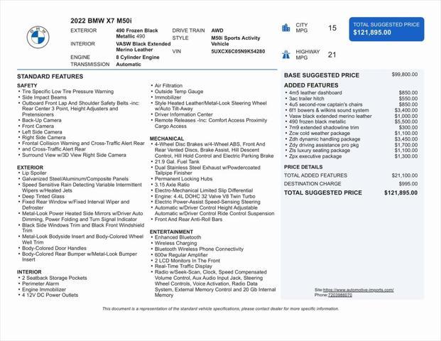 used 2022 BMW X7 car, priced at $68,000