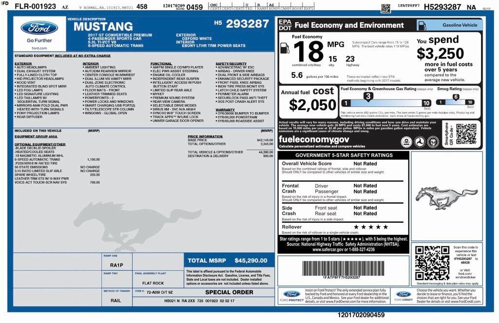 used 2017 Ford Mustang car, priced at $24,000