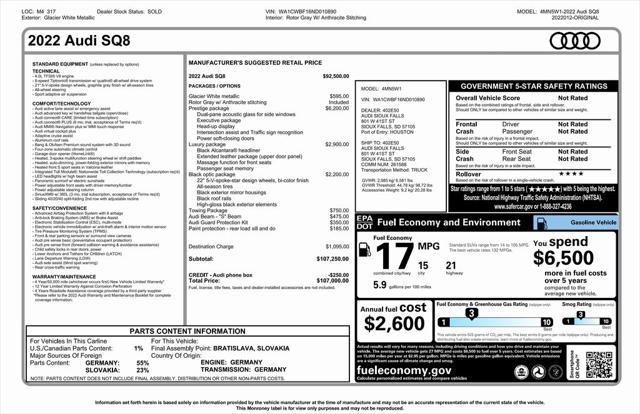 used 2022 Audi SQ8 car, priced at $67,500