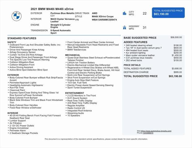 used 2021 BMW M440 car, priced at $45,000