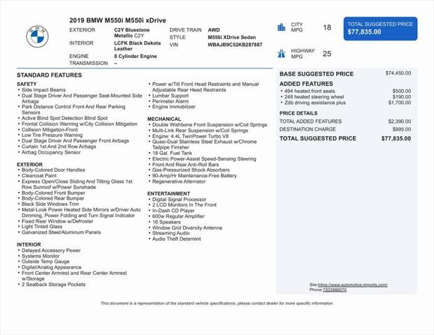 used 2019 BMW M550 car, priced at $41,000