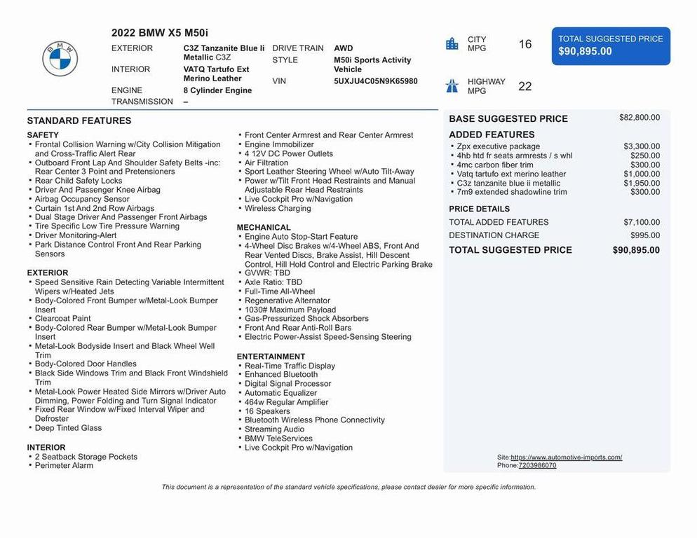 used 2022 BMW X5 car, priced at $59,850