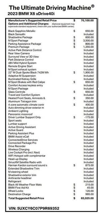 used 2023 BMW X6 car, priced at $59,500