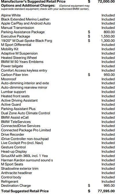 used 2022 BMW M4 car, priced at $73,500