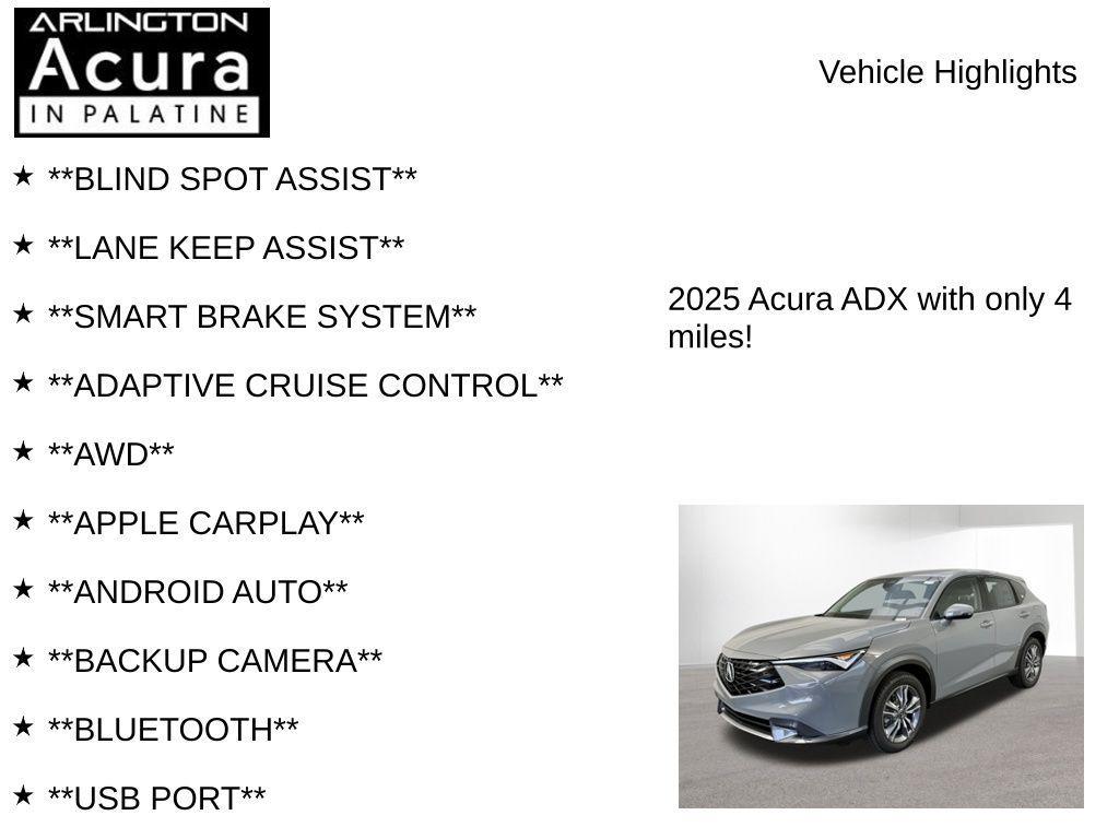 new 2025 Acura ADX car, priced at $38,950