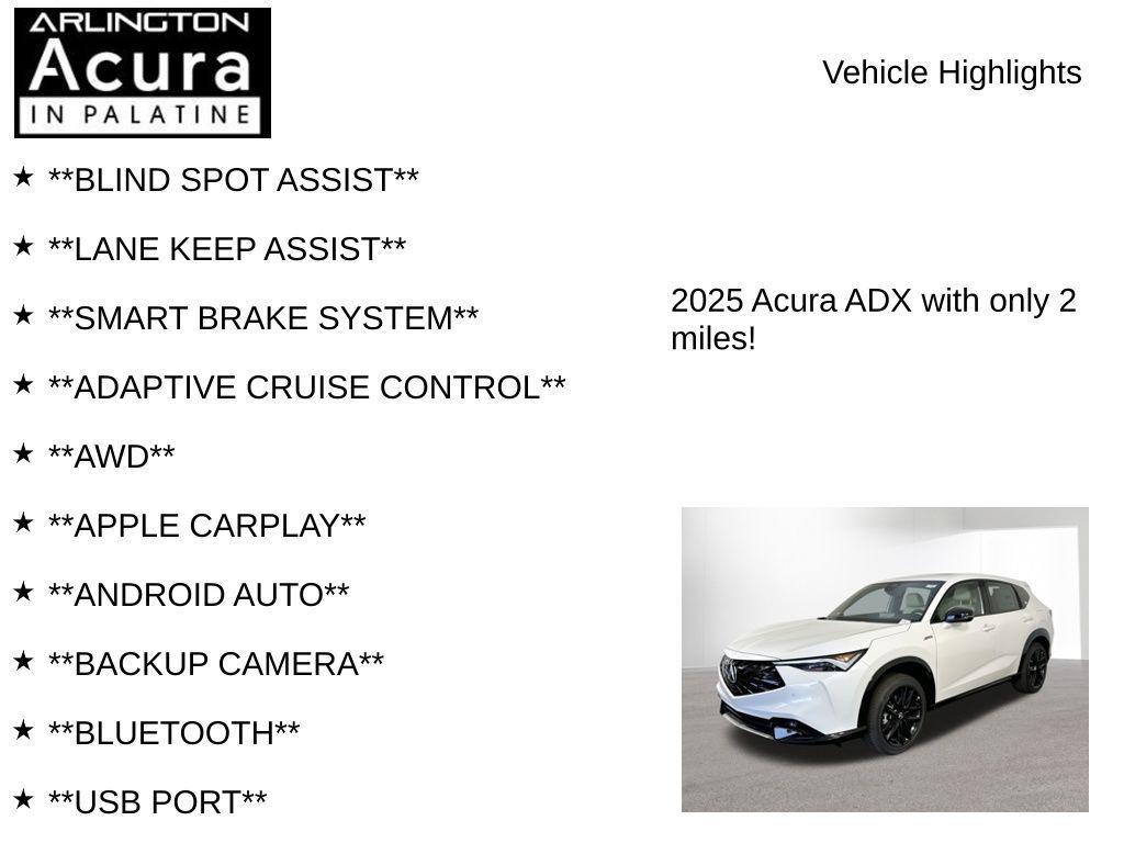 new 2025 Acura ADX car, priced at $45,950