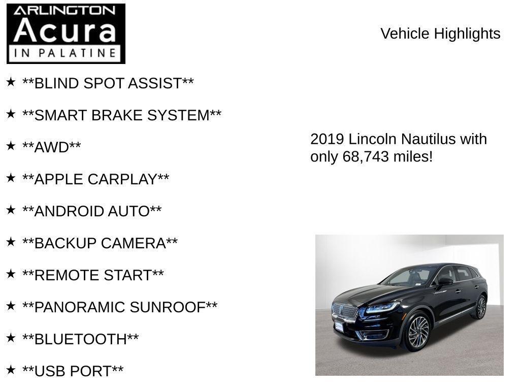 used 2019 Lincoln Nautilus car, priced at $20,795