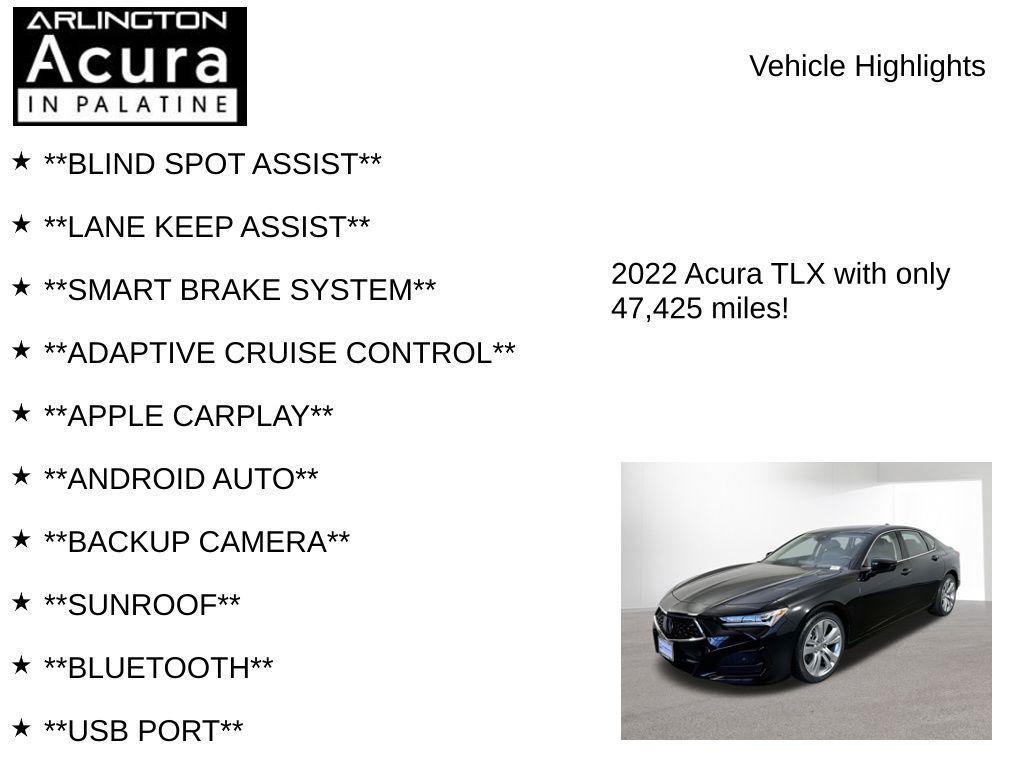 used 2022 Acura TLX car, priced at $27,895