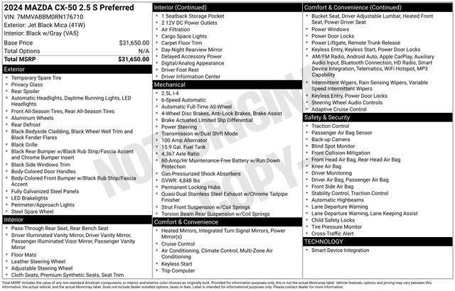 used 2024 Mazda CX-50 car, priced at $24,726
