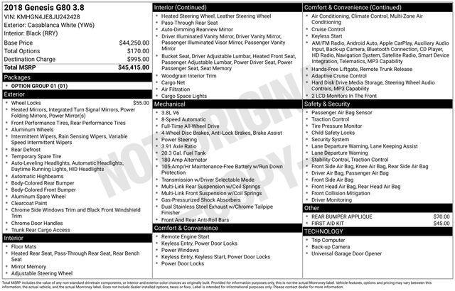 used 2018 Genesis G80 car, priced at $19,123