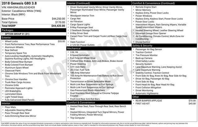 used 2018 Genesis G80 car, priced at $20,353