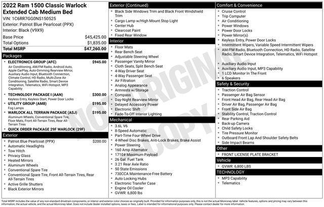 used 2022 Ram 1500 Classic car, priced at $30,542