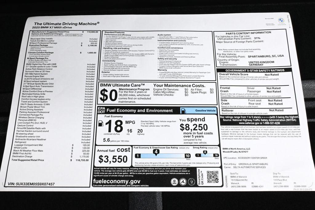 used 2025 BMW X7 car, priced at $114,255