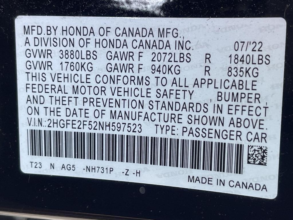used 2022 Honda Civic car
