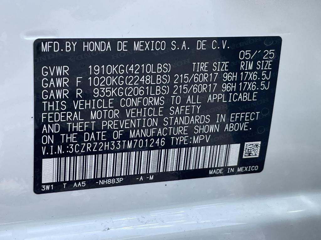 new 2026 Honda HR-V car, priced at $29,550
