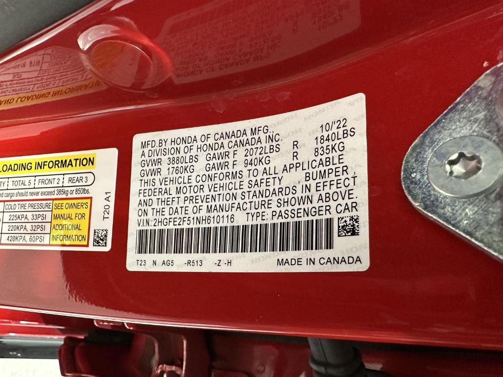 used 2022 Honda Civic car, priced at $22,995