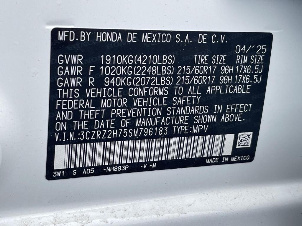 new 2025 Honda HR-V car, priced at $32,850