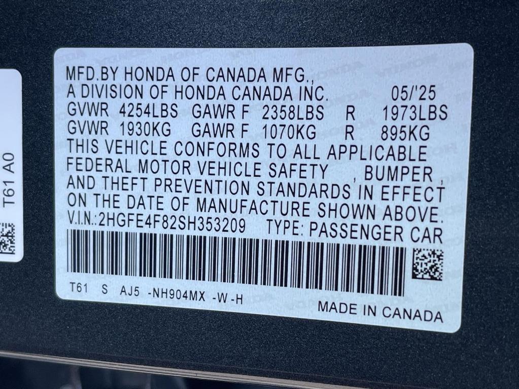 new 2025 Honda Civic Hybrid car, priced at $33,100