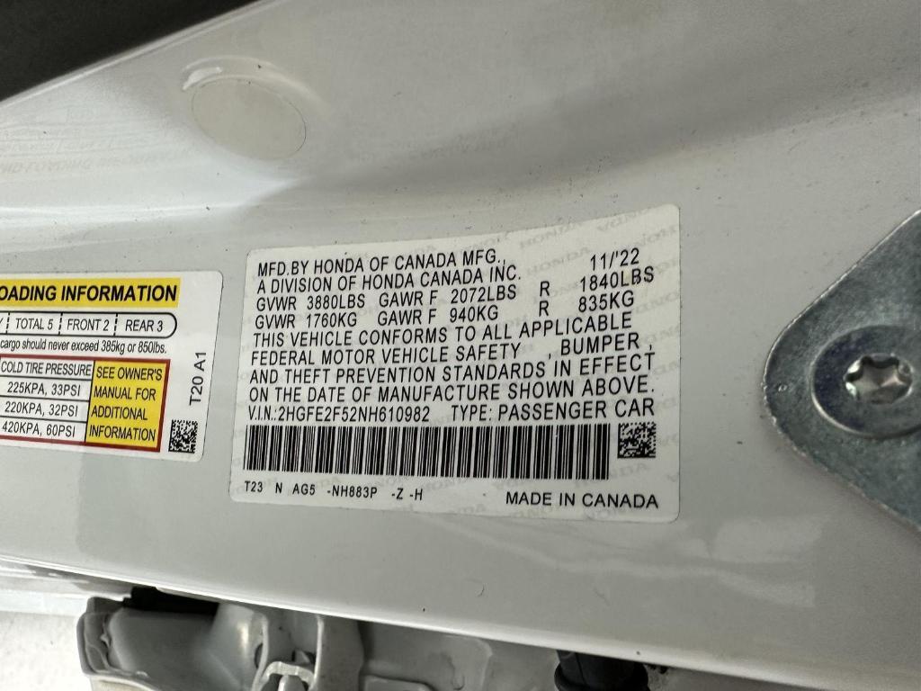 used 2022 Honda Civic car, priced at $22,995