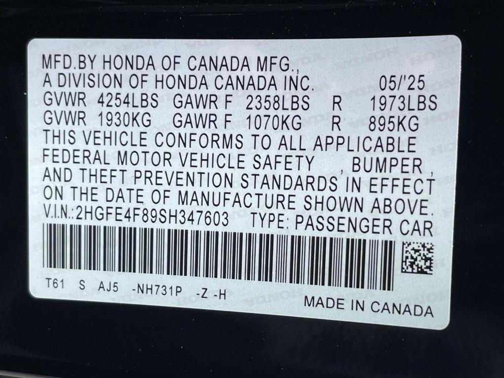 new 2025 Honda Civic Hybrid car, priced at $33,100